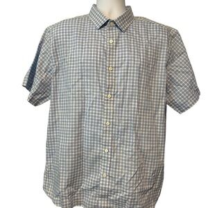 UNTUCKit Men’s Short Sleeve Blue and White Plaid Button Down Shirt XXL